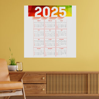 Volledige Jaarlijkse Minimaal Verticale Kalender 2 Poster
