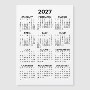 Volledige Jaaroverzicht 2027 Zwart Wit Magnetische