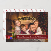 Volledige kaartfoto's en Elf met rode tekstband Feestdagenkaart (Voorkant / Achterkant)