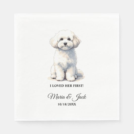 Volledige Kleur Bichon Pet Bruiloft Servet (Voorkant)