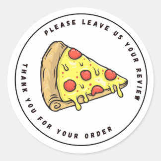 Volledige kleuren Pizza Slice Verlof Review Dank u Ronde Sticker