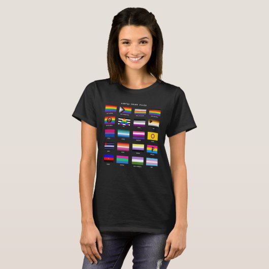 Volledige LGBTQ+ Pride Flag Guide T-shirt (Voorkant volledig)