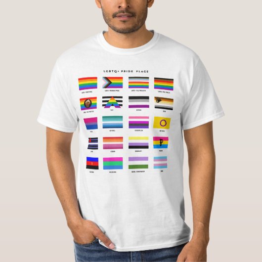 Volledige LGBTQ+ Pride Flag Guide T-shirt (Voorkant)