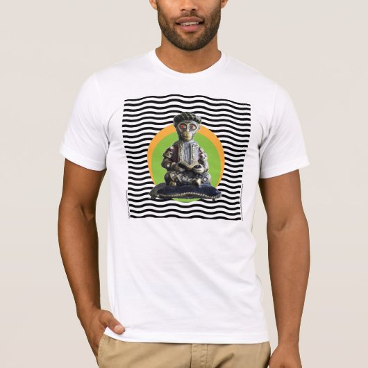 Volledige Lotus Monkey Scholar Meditating T-shirt (Voorkant)