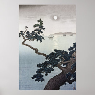 Volledige maan bij Akashi-strand door Tsuchiya Koi Poster