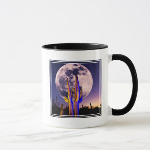 Volledige maan boven Saguaro Cactus Mok