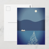 Volledige maan over het Briefkaart van het landsch (Voorkant / Achterkant)