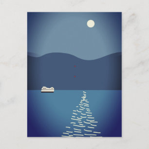 Volledige maan over het Briefkaart van het landsch