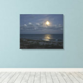 Volledige maan over oceaan canvas afdruk (Insitu (Houten vloer))