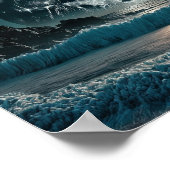 Volledige maan over oceaan poster (Hoek)