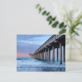 Volledige maan over pier, Californië Briefkaart (Staand voorkant)