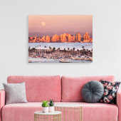 Volledige maan over San Diego Canvas Afdruk (Insitu (Woonkamer))