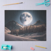 Volledige maan over sneeuwberg, ontkoppeling van b tissuepapier (Craft)