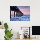 Volledige maan over SSRI-pier Poster (Thuiskantoor)