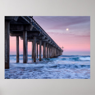 Volledige maan over SSRI's pier Poster