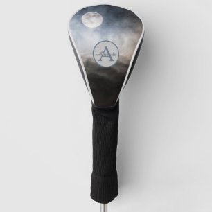 Volledige maanfoto met monogram en naam Golfheadcover