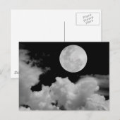 VOLLEDIGE MOON CLOUDS BLACK EN WHITE BRIEFKAART (Voorkant / Achterkant)