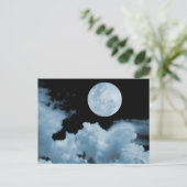VOLLEDIGE MOON CLOUDS BLAUW BRIEFKAART (Staand voorkant)