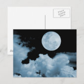 VOLLEDIGE MOON CLOUDS BLAUW BRIEFKAART (Voorkant / Achterkant)