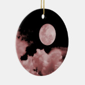 VOLLEDIGE MOON EN CLOUDS ZWART EN ROOD KERAMISCH ORNAMENT (Rechts)