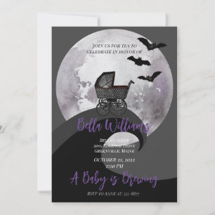 Volledige motorcarriage Bat Witchy Baby shower Kaart