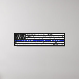 Volledige naam Extra Lange Dunne Blauwe Lijn Polit Canvas Afdruk