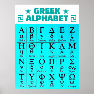 Volledige Oudgriekse Alfabet Letter Namen - Blauw Poster