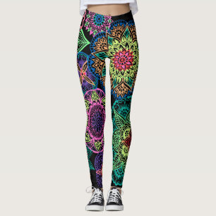 Volledige pagina Neon Mandalas Leggings