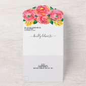 Volledige roze bloemen bruiloft all in one uitnodiging (Buitenkant)