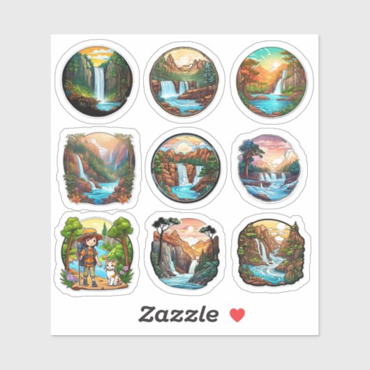 Volledige Set van 9 Mooie Natuur in Ronde Stickers (Vel)