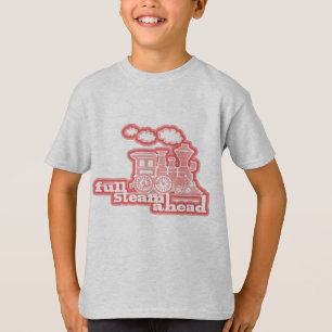 " volledige stoom vooruit " loco train roomrood ki t-shirt