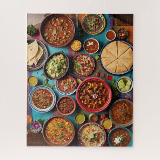 Volledige tafel van Mexicaans eten Legpuzzel (Verticaal)