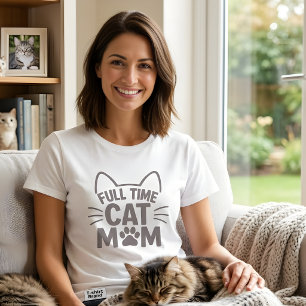 Volledige tijd kattenmoeder pootafdruk Schattige k T-shirt