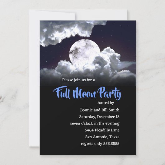 Volledige uitnodiging voor een Moon Party (Voorkant)