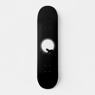 Volledige zwarte maan kat en sterren skateboard