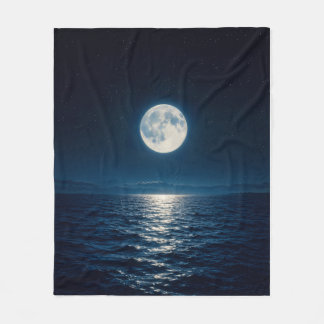 Vollemaanswaterreflectie Maanlicht Sterrennacht Fleece Deken