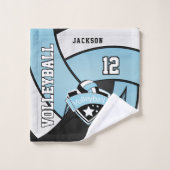 Volley-ball en Bébé Bleu, Noir et Blanc (Gant de toilette)