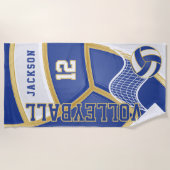 Volley-ball en bleu et blanc serviette de plage (Devant)