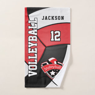 Volley-ball en rouge, noir et blanc