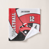 Volley-ball en rouge, noir et blanc (Gant de toilette)