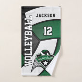 Volley-ball en vert foncé, noir et blanc (Serviette à main)