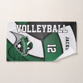 Volley-ball en vert foncé, noir et blanc (Serviette à main)