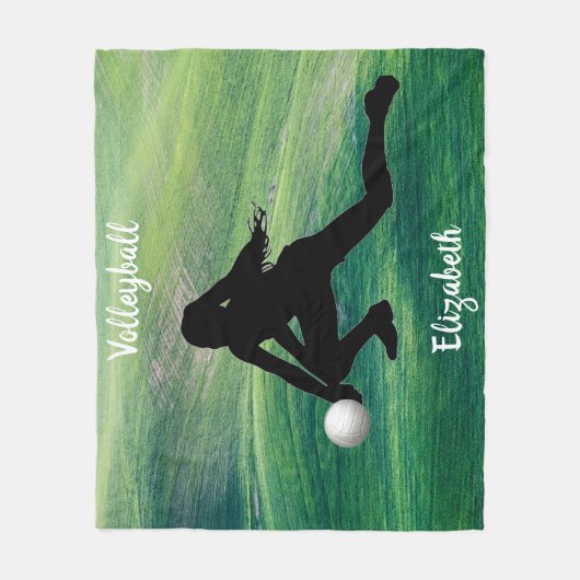 Volley-ball féminin sur couverture en polaire vert (Devant)