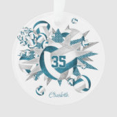 Volley-ball gris turquoise étoiles filles nom keep (devant)