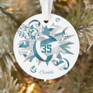 Volley-ball gris turquoise étoiles filles nom keep