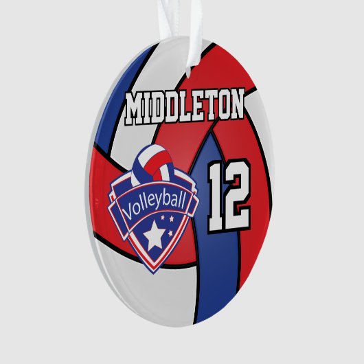 Volley-ball rouge, blanc et bleu | Texte do-it-you (devant)