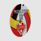 Volley-ball rouge, noir, jaune | Ornement do-it-yo (devant)