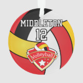 Volley-ball rouge, noir, jaune | Ornement do-it-yo (dos)