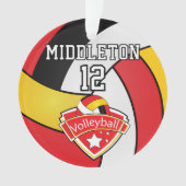Volley-ball rouge, noir, jaune | Ornement do-it-yo (devant)