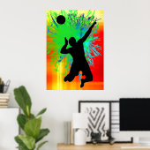 Volley Ball Service Fireworks Poster (Thuiskantoor)